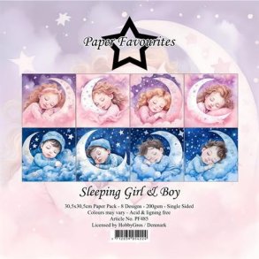 LS BESKRIVELSE Papirblok PF485 Sleeping Girl & Boy 30,5x30,5cm Paper Favourites BESTILLINGSVARE