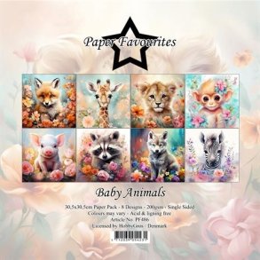 LS BESKRIVELSE Papirblok PF486 Baby Animals 30,5x30,5cm Paper Favourites BESTILLINGSVARE