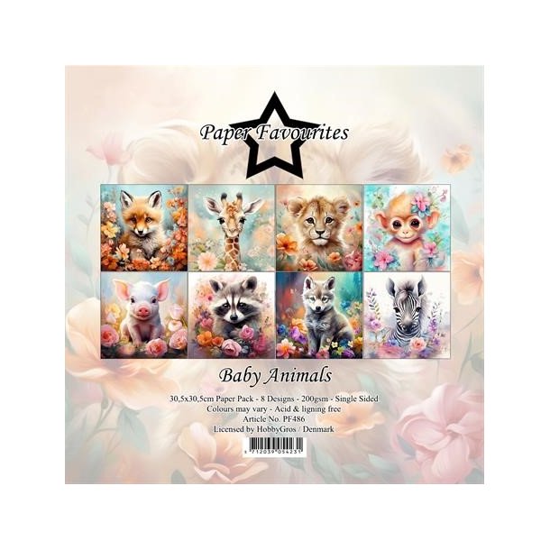 LS BESKRIVELSE Papirblok PF486 Baby Animals 30,5x30,5cm Paper Favourites BESTILLINGSVARE