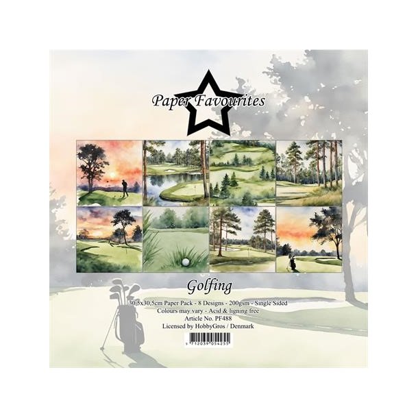 LS BESKRIVELSE Papirblok PF488 Golfing 30,5x30,5cm Paper Favourites BESTILLINGSVARE