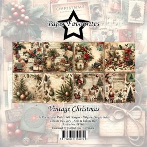 LS BESKRIVELSE Papirblok PF505 Vintage Christmas 15x15cm Paper Favourites BESTILLINGSVARE