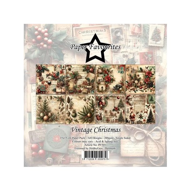 Papirblok PF505 Vintage Christmas 15x15cm Paper Favourites