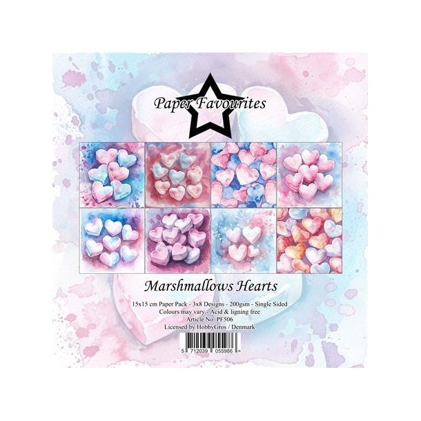 Papirblok PF506 Marshmallows Hearts 15x15cm Paper Favourites