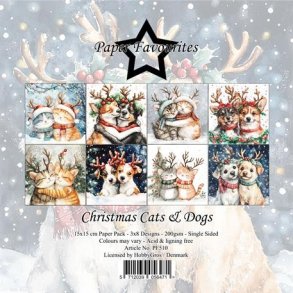 LS BESKRIVELSE Papirblok PF510 Christmas Cats & Dogs 15x15cm Paper Favourites BESTILLINGSVARE