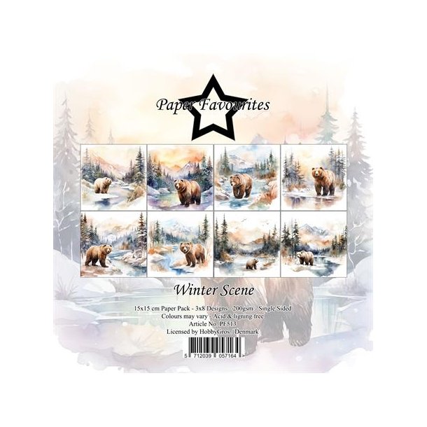 LS BESKRIVELSE Papirblok PF513 Winter Scene 15x15cm Paper Favourites BESTILLINGSVARE