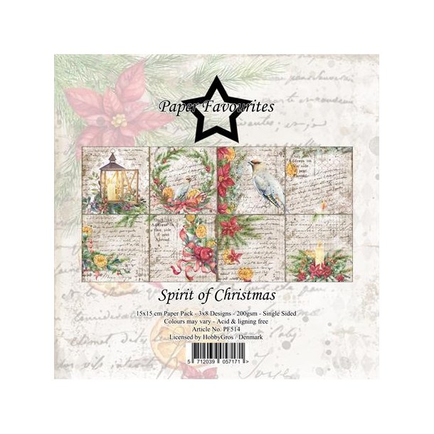 Papirblok PF514 Sirit of Christmas 15x15cm Paper Favourites