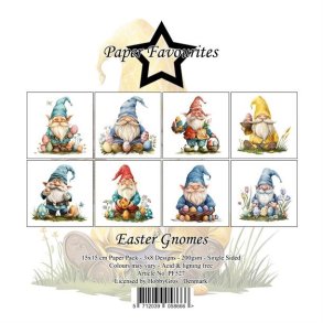 LS BEMRKNINGER Papirblok PF527 Easter Gnomes 15x15cm Paper Favourites BESTILLINGSVARE
