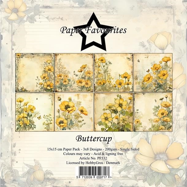 LS BESKRIVELSE Papirblok PF532 Buttercup 15x15cm Paper Favourites BESTILLINGSVARE