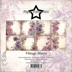 LS BESKRIVELSE Papirblok PF534 Vintage Mauve 15x15cm Paper Favourites BESTILLINGSVARE