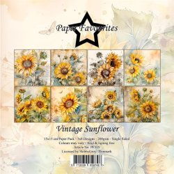 LS BESKRIVELSE Papirblok PF535 Vintage Sunflower 15x15cm Paper Favourites BESTILLINGSVARE