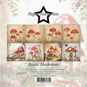 LS BESKRIVELSE Papirblok PF538 Rustic Mushrooms 15x15cm Paper Favourites BESTILLINGSVARE