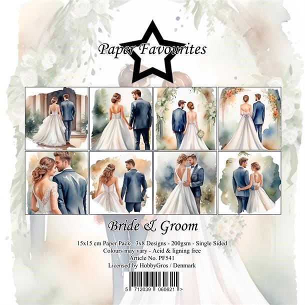 Papirblok PF541 Bride &amp; Groom 15x15cm Paper Favourites 