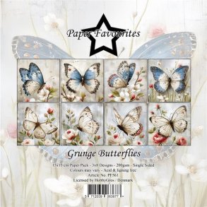 Papirblok PF561 Grunge Butterflies 15x15cm Paper Favourites