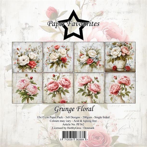 Papirblok PF562 Grunge Floral 15x15cm Paper Favourites