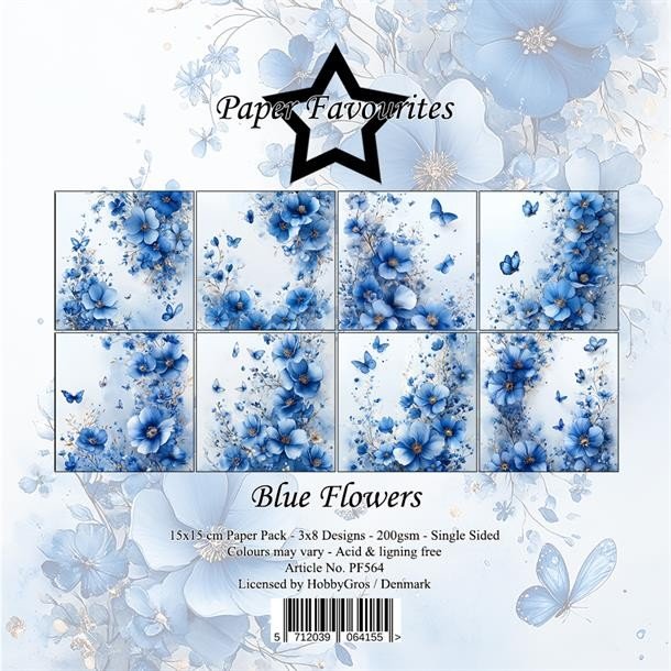 Papirblok Blue Flowers 15x15cm PF564