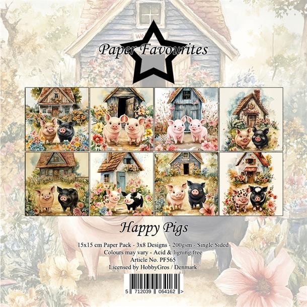 Papirblok Happy Pigs 15x15cm PF565