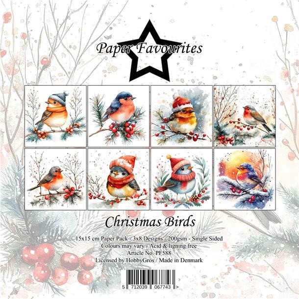 Papirblok PF588 Christmas Birds 15x15cm Paper Favourites 