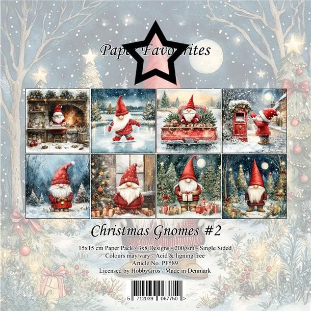 Papirblok PF589 Christmas Gnomes 2 15x15cm Paper Favourites 
