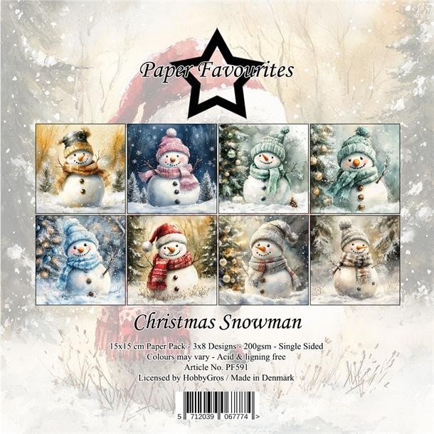Papirblok PF591 Christmas Snowman 15x15cm Paper Favourites 