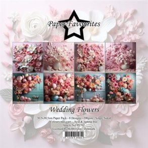 LS BEMRKNINGER Papirblok PF702 Wedding Flowers 30,5x30,5cm Paper Favourites BESTILLINGSVARE