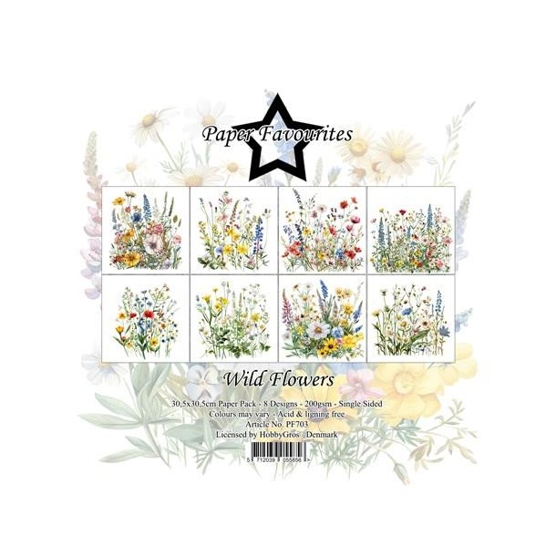 LS BESKRIVELSE Papirblok PF703 Wild Flowers 30,5x30,5cm Paper Favourites BESTILLINGSVARE