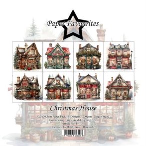 LS BEMRKNINGER Papirblok PF704 Christmas House 30,5x30,5cm Paper Favourites BESTILLINGSVARE