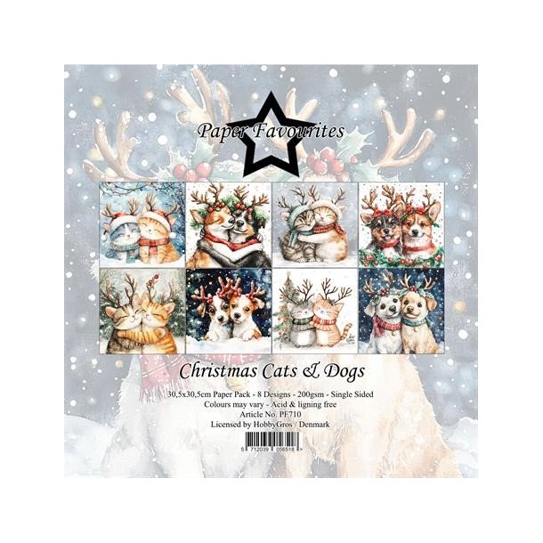 LS BESKRIVELSE Papirblok PF710 Christmas Cats &amp; Dogs 30,5x30,5cm Paper Favourites BESTILLINGSVARE
