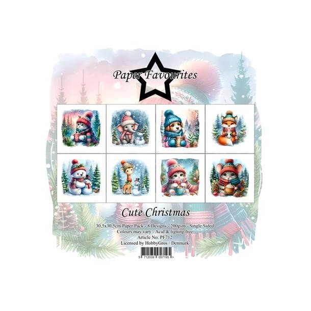 LS BESKRIVELSE Papirblok PF712 Cute Christmas 30,5x30,5cm Paper Favourites BESTILLINGSVARE