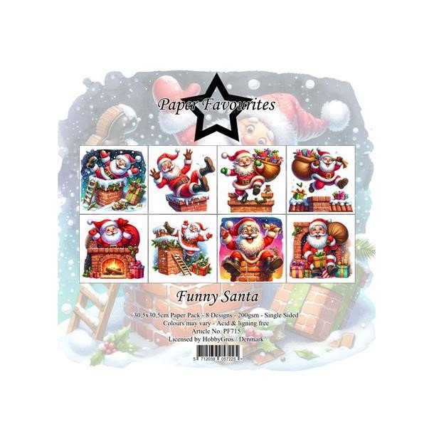 LS BESKRIVELSE Papirblok PF715 Funny Santa 30,5x30,5cm Paper Favourites BESTILLINGSVARE