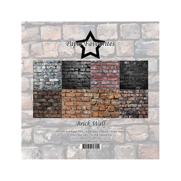 LS BESKRIVELSE Papirblok PF716 Brick Wall 30,5x30,5cm Paper Favourites BESTILLINGSVARE