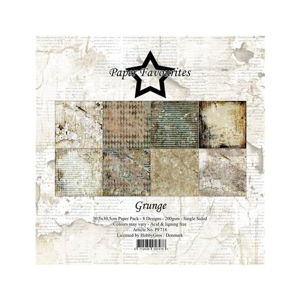 LS BESKRIVELSE Papirblok PF718 Grunge 30,5x30,5cm Paper Favourites BESTILLINGSVARE