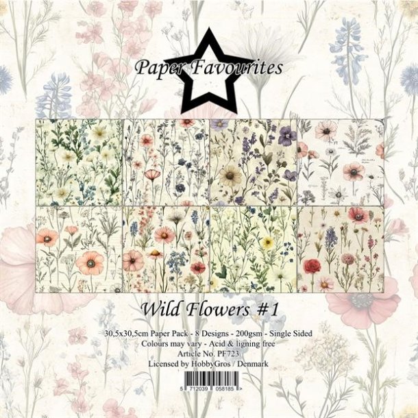 LS BESKRIVELSE Papirblok PF723 Wild Flower 30,5x30,5cm Paper Favourites BESTILLINGSVARE