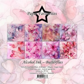 LS BESKRIVELSE Papirblok PF724 Alcohol ink - Butterflies 30,5x30,5cm Paper Favourites BESTILLINGSVA