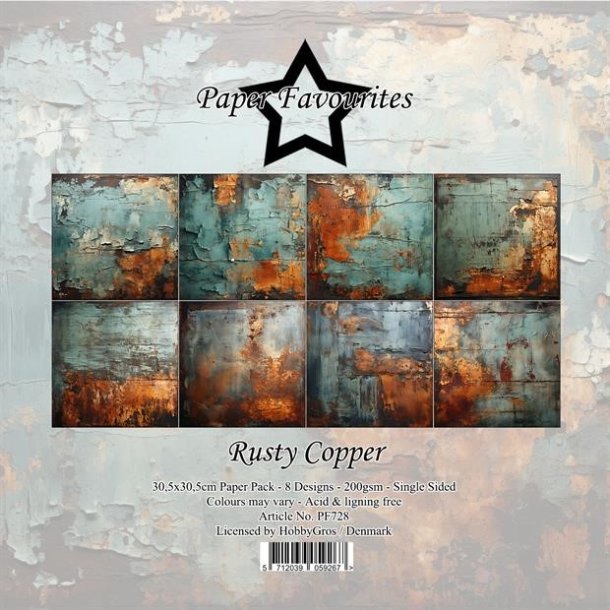 LS BESKRIVELSE Papirblok PF728 Rusty Copper 30,5x30,5cm Paper Favourites BESTILLINGSVARE