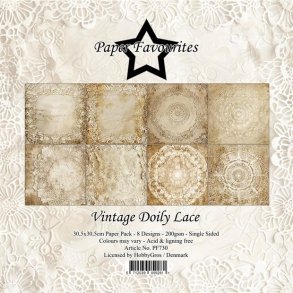 LS BESKRIVELSE Papirblok PF730 Vintage Doily Lace 30,5x30,5cm Paper Favourites BESTILLINGSVARE