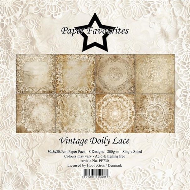 LS BESKRIVELSE Papirblok PF730 Vintage Doily Lace 30,5x30,5cm Paper Favourites BESTILLINGSVARE
