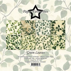 LS BESKRIVELSE Papirblok PF734 Green Leaves 30,5x30,5cm Paper Favourites BESTILLINGSVARE