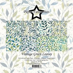 LS BESKRIVELSE Papirblok PF735 Vintage Green Leaves 30,5x30,5cm Paper Favourites BESTILLINGSVARE