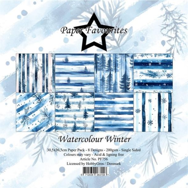 LS BESKRIVELSE Paper Favourites Paper Pack "Watercolour Winter" PF756 30,5x30,5cm FORUDBESTILLING