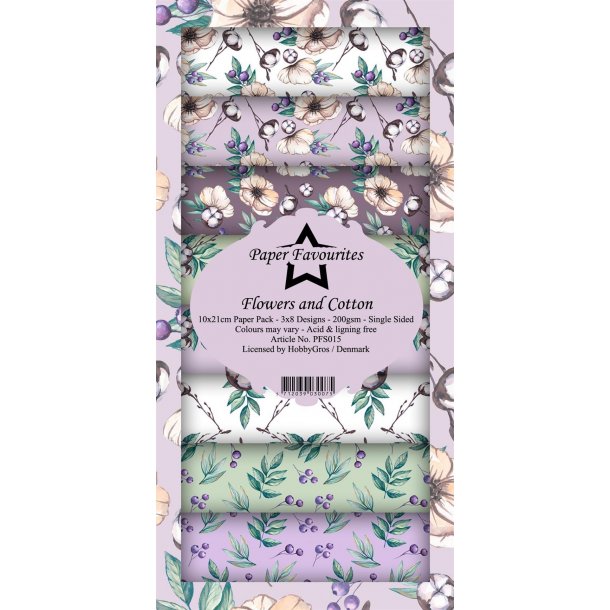 Papirblok Slimline PFS015 Flowers and Cotton Paper Favourites