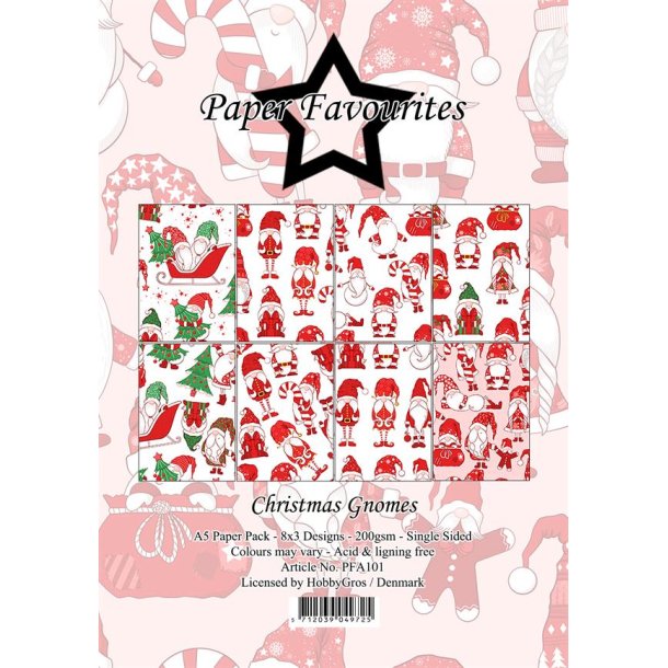 LS BESKRIVELSE Papirblok A5 Christmas Gnomes PFA101 Paper Favourites BESTILLINGSVARE