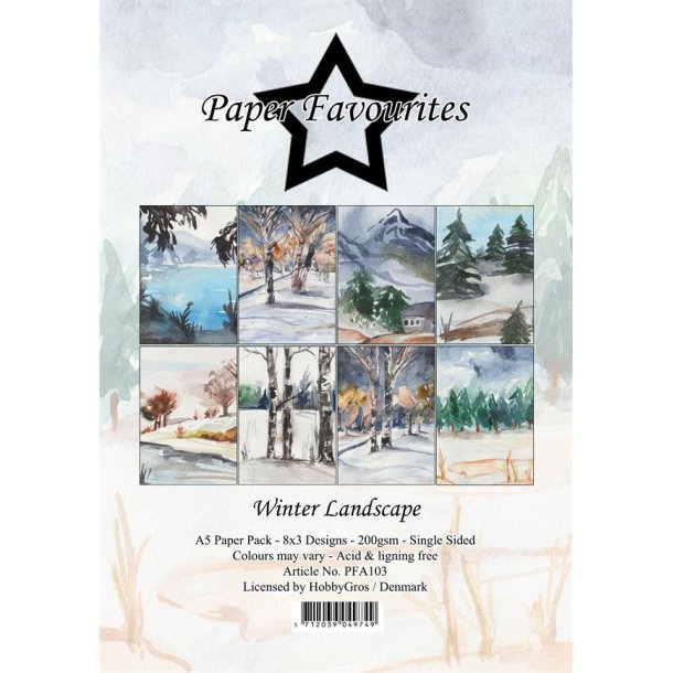 LS BESKRIVELSE Papirblok A5 Winter Landscape PFA103 Paper Favourites BESTILLINGSVARE