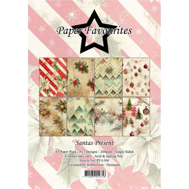 LS BESKRIVELSE Papirblok A5 Santas Present PFA104 Paper Favourites BESTILLINGSVARE