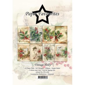 L�S BESKRIVELSE Paper Favourites Paper pack Vintage Holly PFA106 A5 BESTILLINGSVARE