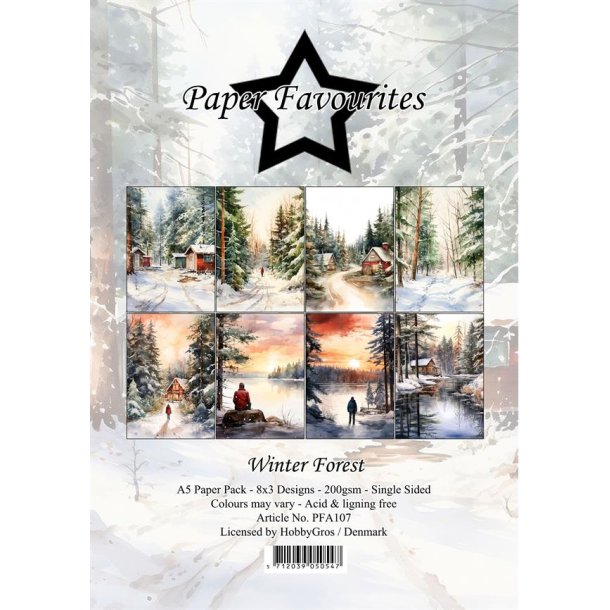 LS BESKRIVELSE Paper Favourites Paper pack Winter Forest PFA107 A5 BESTILLINGSVARE