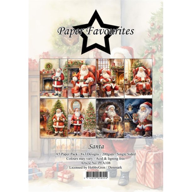 LS BESKRIVELSE Paper Favourites Paper pack Santa PFA108 A5 BESTILLINGSVARE