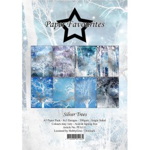 L�S BESKRIVELSE Paper Favourites Paper Pack Silver Trees PFA111 A5 BESTILLINGSVARE