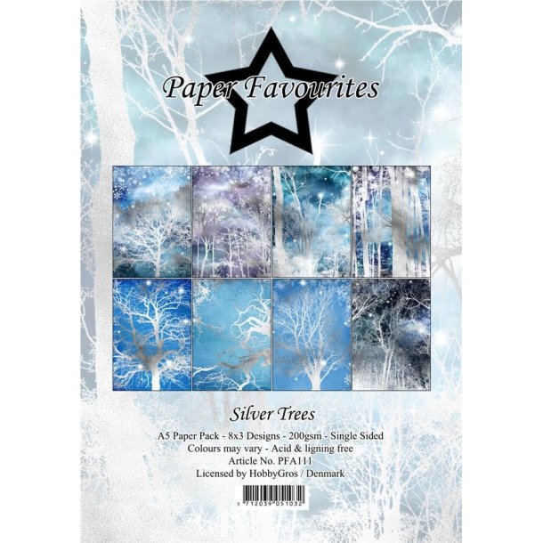 LS BESKRIVELSE Paper Favourites Paper Pack Silver Trees PFA111 A5 BESTILLINGSVARE