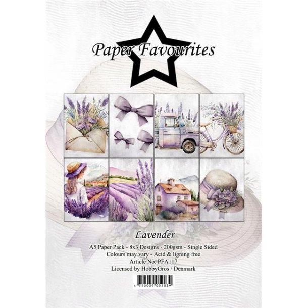 LS BESKRIVELSE Paper Favourites Paper Pack Lavender PFA117 A5 BESTILLINGSVARE