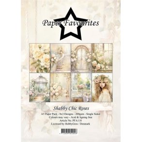 L�S BESKRIVELSE Paper Favourites Paper Pack Shabby Cic Roses PFA118 A5 BESTILLINGSVARE